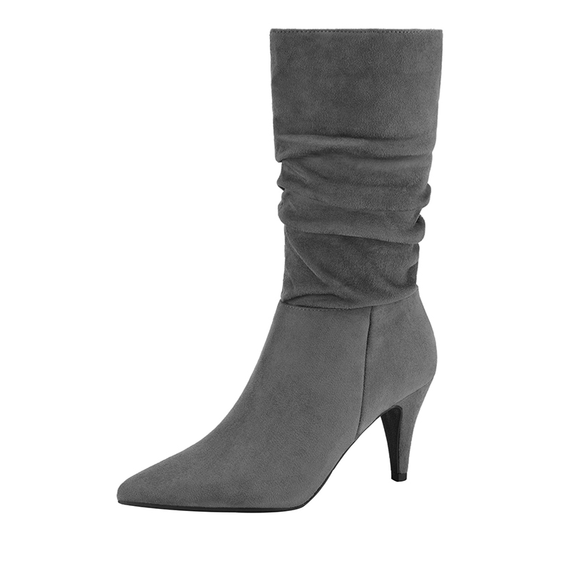 Mid Calf High Heel Boots Pointed Toe Boots Dream Pairs